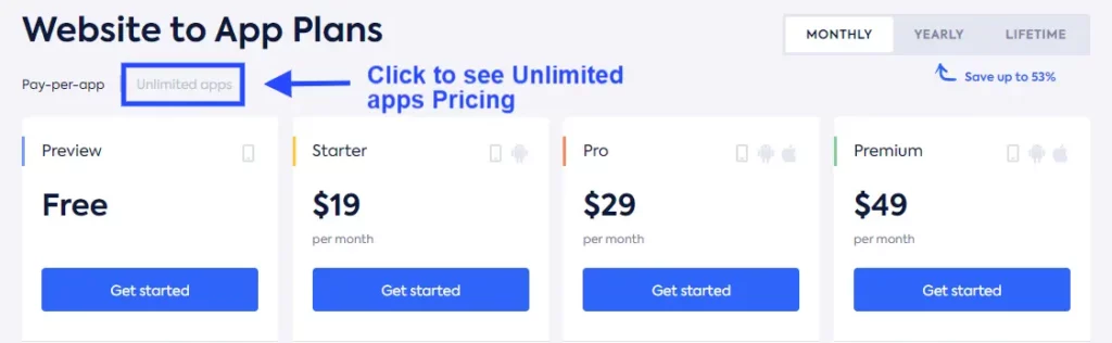 Website to app - AppMySite Pricing
