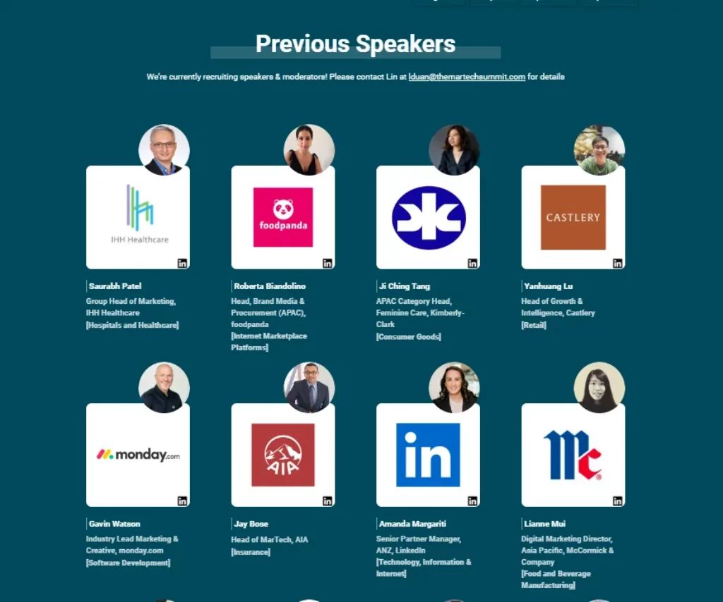 Previous Speakers at The MarTech Summit Singapore