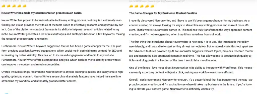 NeuronWriter Customer Reviews