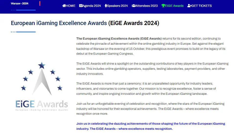European iGaming Excellence Awards (EiGE Awards) 2024