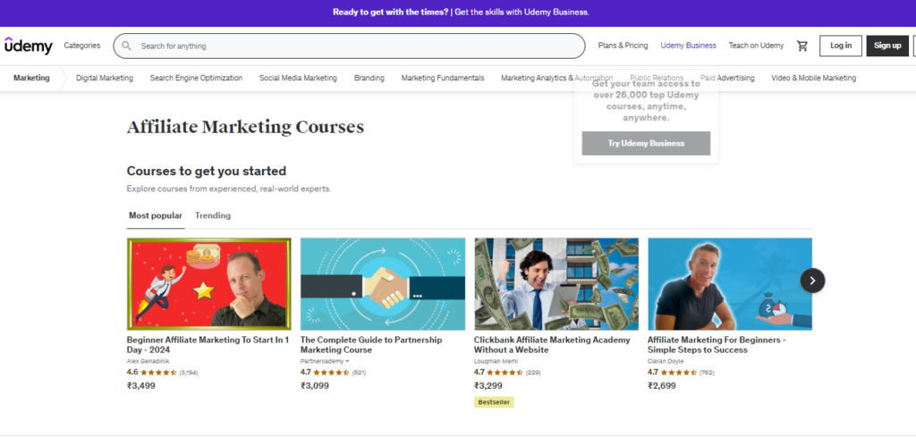 Udemy Affiliate Marketing Courses