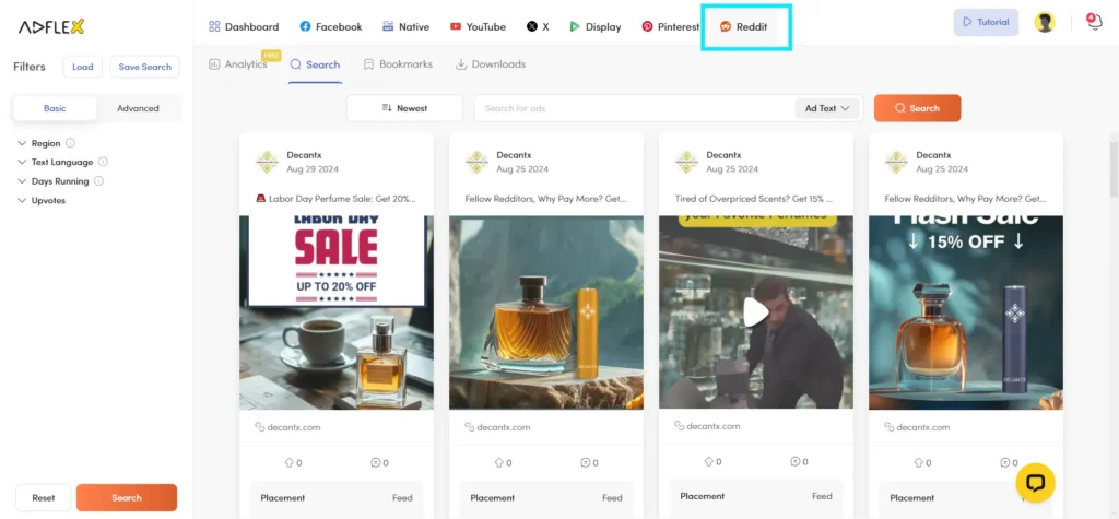 AdFlex Reddit Ads Spy Tool