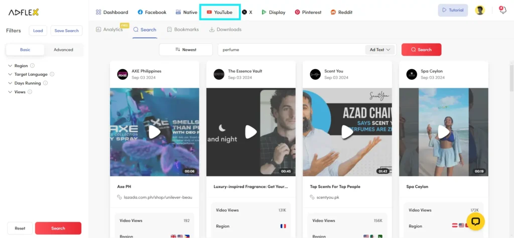 AdFlex YouTube Ads Spy Tool