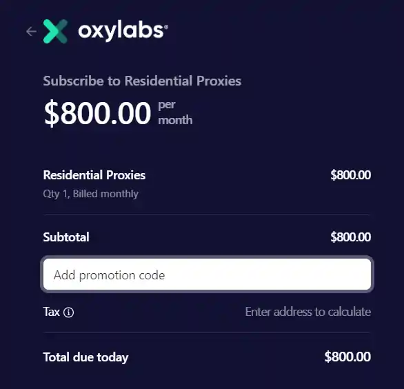 Oxylabs Coupon Code Section