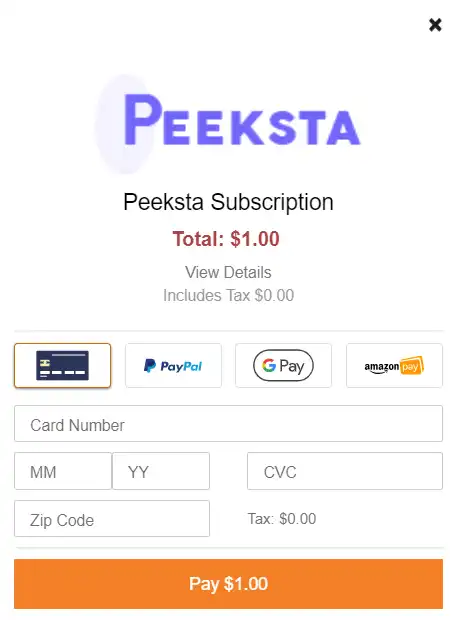 Peeksta Subscription